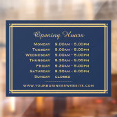 Autocollant Pour Fenêtre Heures d'Ouverture Classiques Entreprise Bleu Mari (Feuille 2)