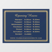 Autocollant Pour Fenêtre Heures d'Ouverture Classiques Entreprise Bleu Mari (Feuille)