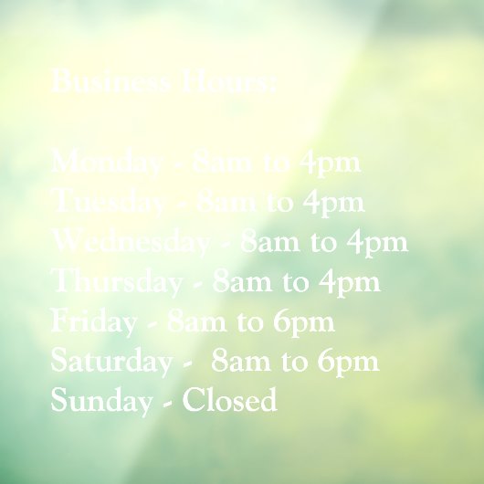 Autocollant Pour Fenêtre Heures d'ouverture - Clôture de fenêtre transparen (Feuille 3)