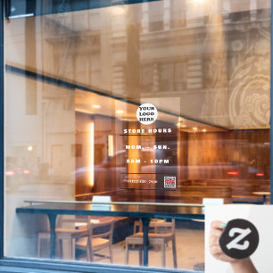 Autocollant Pour Fenêtre Heures d'ouverture Code QR du logo commercial