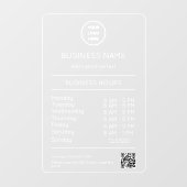 Autocollant Pour Fenêtre Heures d'ouverture Code QR Logo Entreprise Moderne (Feuille)