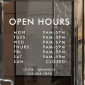 Autocollant Pour Fenêtre Heures d'ouverture d'affaires blanches Simple Prof