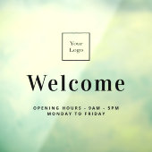 Autocollant Pour Fenêtre Heures d'ouverture de bienvenue du logo de l'entre (Feuille 3)