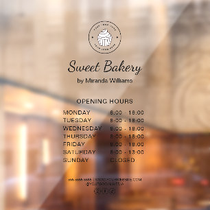Autocollant Pour Fenêtre Heures d'Ouverture de Boulangerie Logo sur Mesure