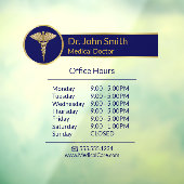 Autocollant Pour Fenêtre Heures d'ouverture de Caducée médical en or classe (Feuille 3)