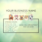 Autocollant Pour Fenêtre Heures d'ouverture de chiens adorables avec couron (Feuille 3)