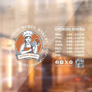 Autocollant Pour Fenêtre Heures d'ouverture de la boulangerie-pâtisserie-tr