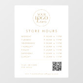 Autocollant Pour Fenêtre Heures d'ouverture de la boutique avec code QR et (Feuille)
