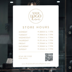 Autocollant Pour Fenêtre Heures d'ouverture de la boutique avec code QR et
