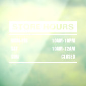 Autocollant Pour Fenêtre Heures d'ouverture de la boutique commerciale (Feuille 3)