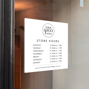 Autocollant Pour Fenêtre Heures d'ouverture de la boutique de logo d'entrep