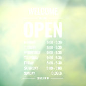 Autocollant Pour Fenêtre Heures d'ouverture de la boutique Moderne et Audac (Feuille 3)