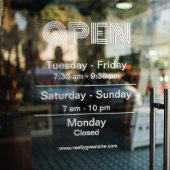 Autocollant Pour Fenêtre Heures d'ouverture de la boutique sur fond transpa