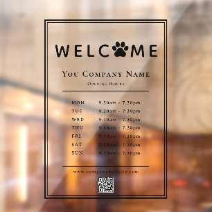 Autocollant Pour Fenêtre Heures d'ouverture de la clinique vétérinaire Logo