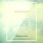 Autocollant Pour Fenêtre Heures d'ouverture de la mode Blanc Transparent  (Feuille 3)