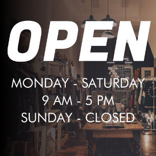 Autocollant Pour Fenêtre Heures d'ouverture de la Personnaliser   Heures d'