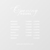 Autocollant Pour Fenêtre Heures d'ouverture de l'entreprise avec écriture t (Feuille)