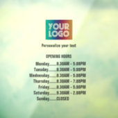 Autocollant Pour Fenêtre Heures d'ouverture de l'entreprise avec logo et te (Feuille 3)