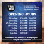 Autocollant Pour Fenêtre Heures d'ouverture de l'entreprise avec logo et te (Feuille 2)
