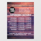 Autocollant Pour Fenêtre Heures d'ouverture de l'entreprise avec logo et te (Feuille)