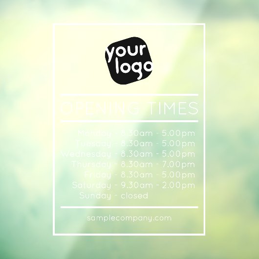 Autocollant Pour Fenêtre Heures d'ouverture de l'entreprise avec logo et te (Feuille 3)