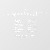 Autocollant Pour Fenêtre Heures d'ouverture de l'entreprise blanche Clouage (Feuille)