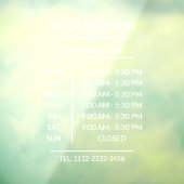 Autocollant Pour Fenêtre Heures d'ouverture de l'entreprise blanche Transpa (Feuille 3)