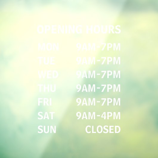 Autocollant Pour Fenêtre Heures d'ouverture de l'entreprise Clôture de fenê (Feuille 3)