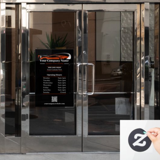 Autocollant Pour Fenêtre Heures d'ouverture de l'entreprise de lavage de vo (Porte de bureau)