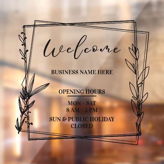 Autocollant Pour Fenêtre Heures d'ouverture de l'entreprise de nom esthétiq (Feuille 2)