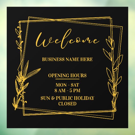 Autocollant Pour Fenêtre Heures d'ouverture de l'entreprise de nom minimali (Feuille 3)