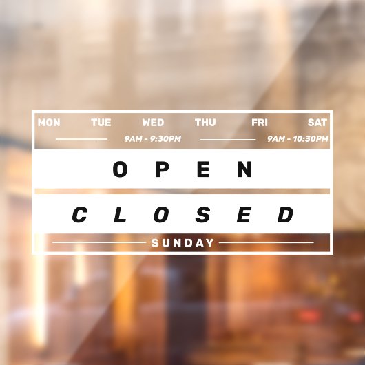 Autocollant Pour Fenêtre Heures d'ouverture de l'entreprise de style Calend (Feuille 2)