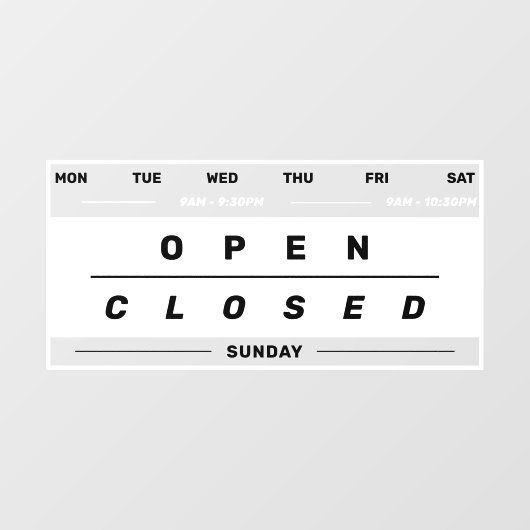 Autocollant Pour Fenêtre Heures d'ouverture de l'entreprise de style Calend (Feuille)