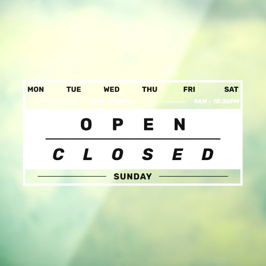 Autocollant Pour Fenêtre Heures d'ouverture de l'entreprise de style Calend (Feuille 3)