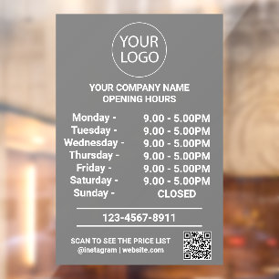 Autocollant Pour Fenêtre Heures d'ouverture de l'entreprise moderne Logo Co