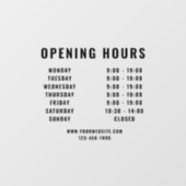 Autocollant Pour Fenêtre Heures d'ouverture de l'entreprise moderne minimal (Feuille)