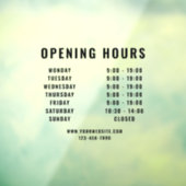 Autocollant Pour Fenêtre Heures d'ouverture de l'entreprise moderne minimal (Feuille 3)