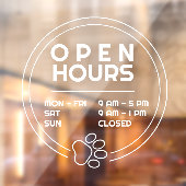 Autocollant Pour Fenêtre Heures d'ouverture de l'entreprise ronde aux patte (Feuille 2)