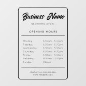 Autocollant Pour Fenêtre Heures d'ouverture de l'entreprise Signalisation A (Feuille)