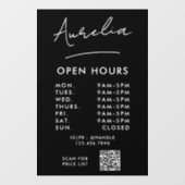 Autocollant Pour Fenêtre Heures d'ouverture de l'entreprise Signature Logo  (Feuille)