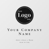 Autocollant Pour Fenêtre Heures d'ouverture de logo d'entreprise noir simpl (Feuille)