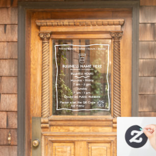 Autocollant Pour Fenêtre Heures d'ouverture de l'Opaque Café Coffee Shop Co