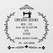 Autocollant Pour Fenêtre Heures d'ouverture de Love Sewing (Feuille)