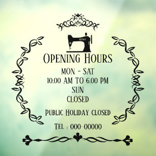 Autocollant Pour Fenêtre Heures d'ouverture de Love Sewing