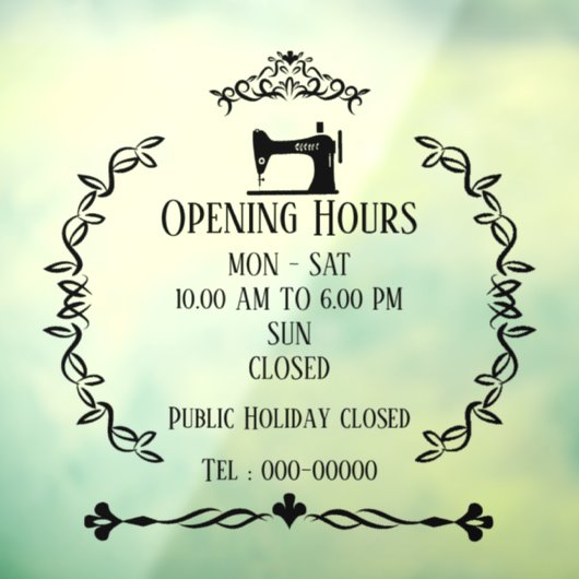 Autocollant Pour Fenêtre Heures d'ouverture de Love Sewing (Feuille 3)