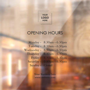 Autocollant Pour Fenêtre Heures d'Ouverture de Magasin Moderne   Heures d'O