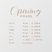 Autocollant Pour Fenêtre Heures d'ouverture de magasin moderne simple texte (Feuille)
