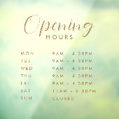Autocollant Pour Fenêtre Heures d'ouverture de magasin moderne simple texte (Feuille 3)