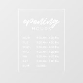 Autocollant Pour Fenêtre Heures d'ouverture de magasin modernes (Feuille)