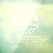 Autocollant Pour Fenêtre Heures d'ouverture de Noël pour les entreprises (Feuille 3)